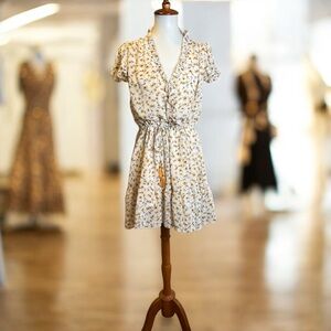 Aakaa Yellow Floral Asymmetrical Mini Dress Women’s Size M